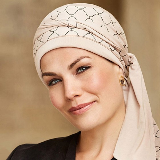 Style 920 Bamboo Headscarf | chain print (inside out styling)